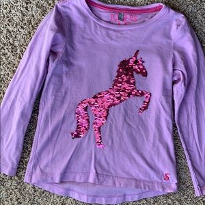 Joules Flip Sequin Unicorn Shirt 6y